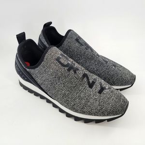 DKNY Abbi Women Shoes Slip-On Sneakers Silver Black Sz 10M